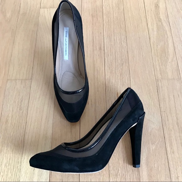 Diane von Furstenberg Black Suede Mesh Pumps - Picture 6 of 6